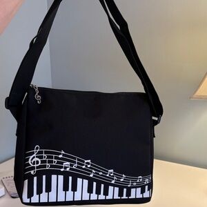 Black and White Music Note Shoulder Bag